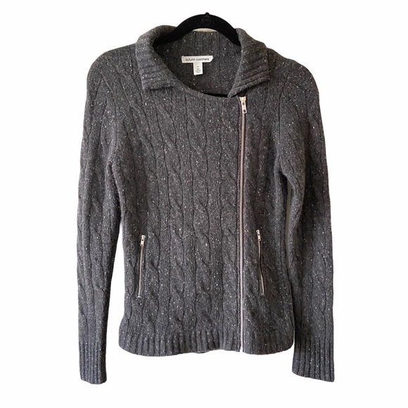 Autumn Cashmere Gray Knit Moto Style Cardigan - Picture 4 of 9